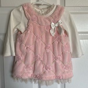 24 month baby girl Little Lass Baby pink fur dress
